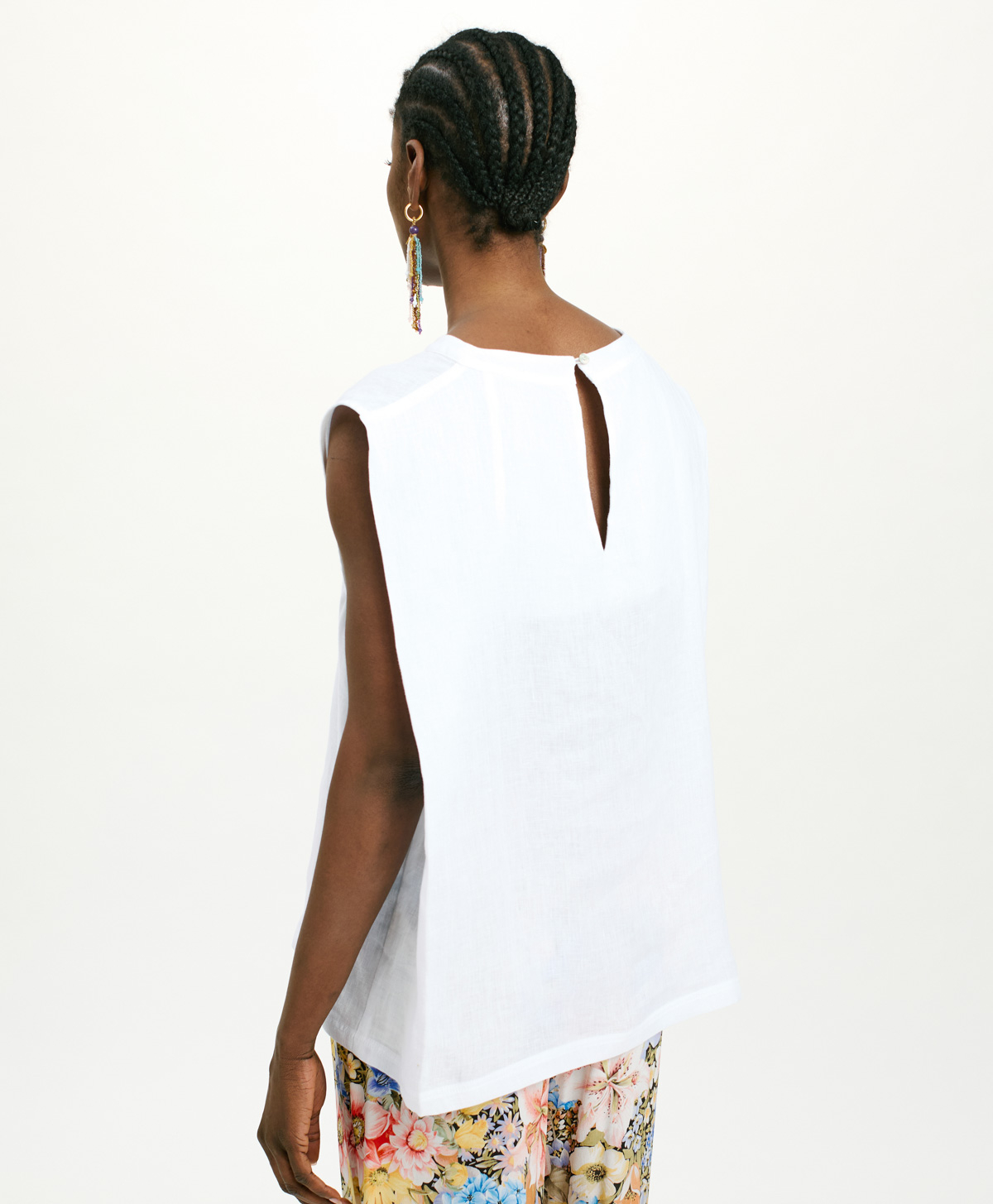 TSHIRT SOFIA IN LINO TINTO FILO - BIANCO - Momonì