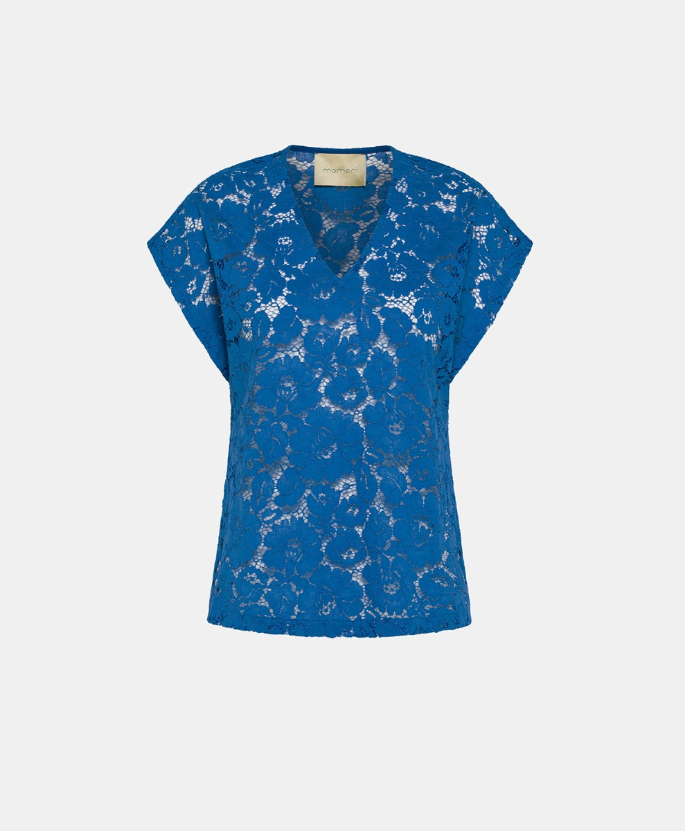 BLUSA CAYENNE IN PIZZO - COBALTO - Momonì