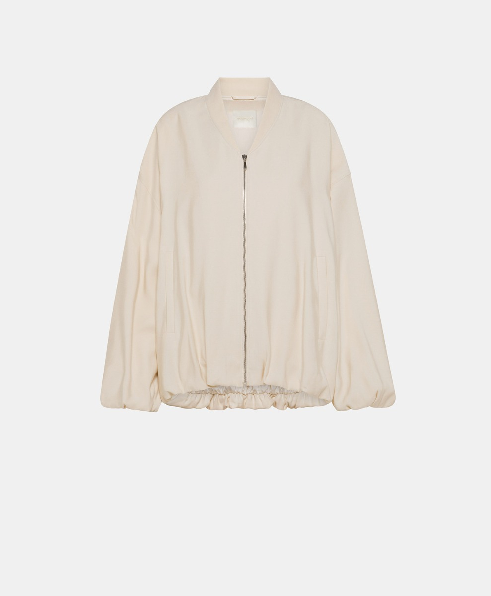 OSLO JACKET IN VISCOSE GABARDINE - CREAM - Momonì