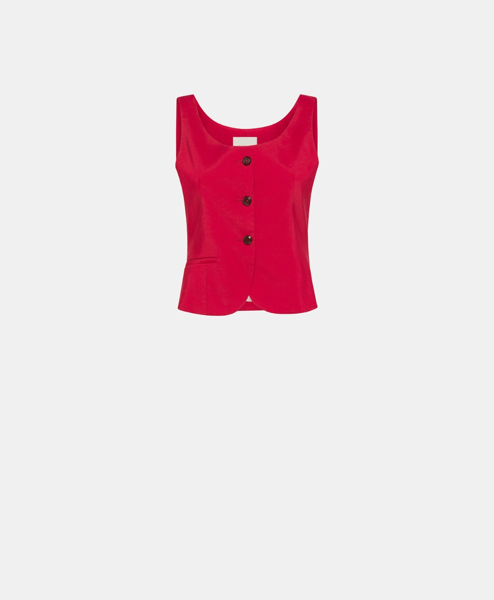 TRICOT BILBAO EN VISCOSE PÊCHE FLUIDE - ROUGE - Momonì