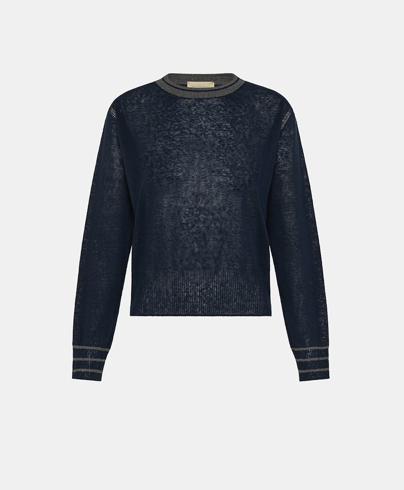 ICHEVICHE SWEATER IN COTTON AND LINEN - BLUE - Clothing - Momonì