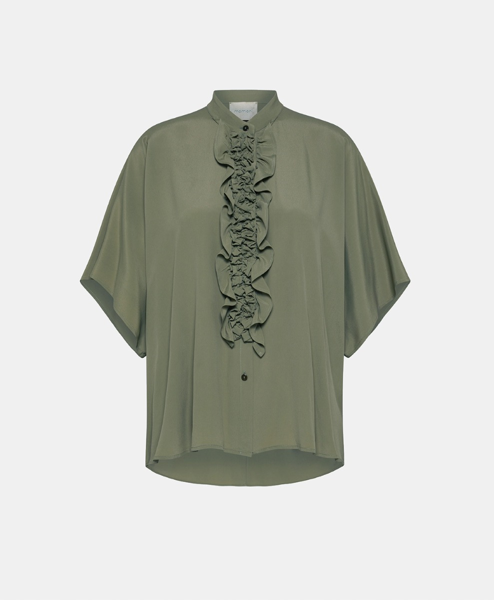 CAMICIA BERENICE IN ACETATO SETA UNITO - VERDE SALVIA - Clothing - Momonì