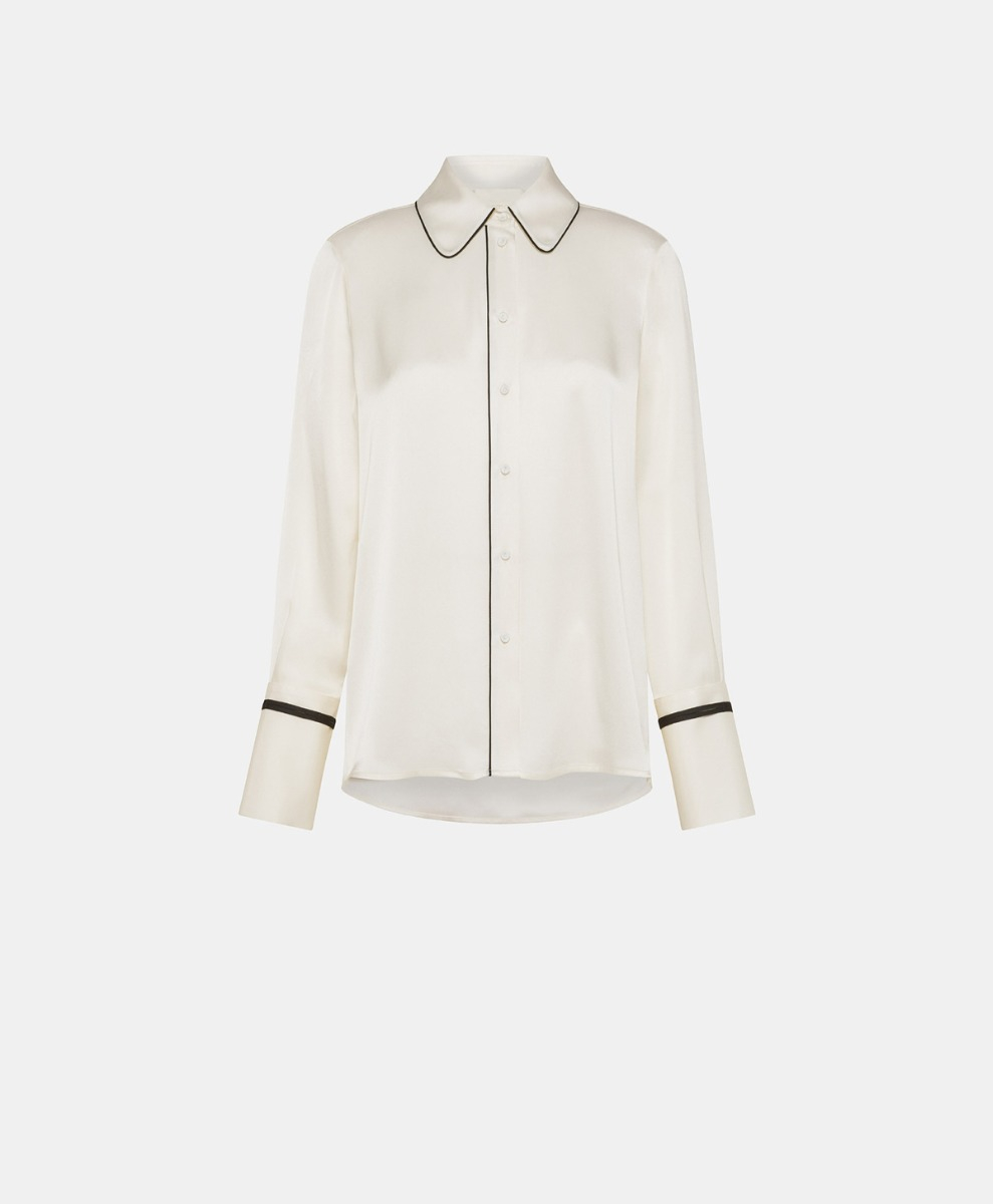 CHEMISIER CARDIFF EN DOUBLE SATIN - SABLE BLANC - Momonì