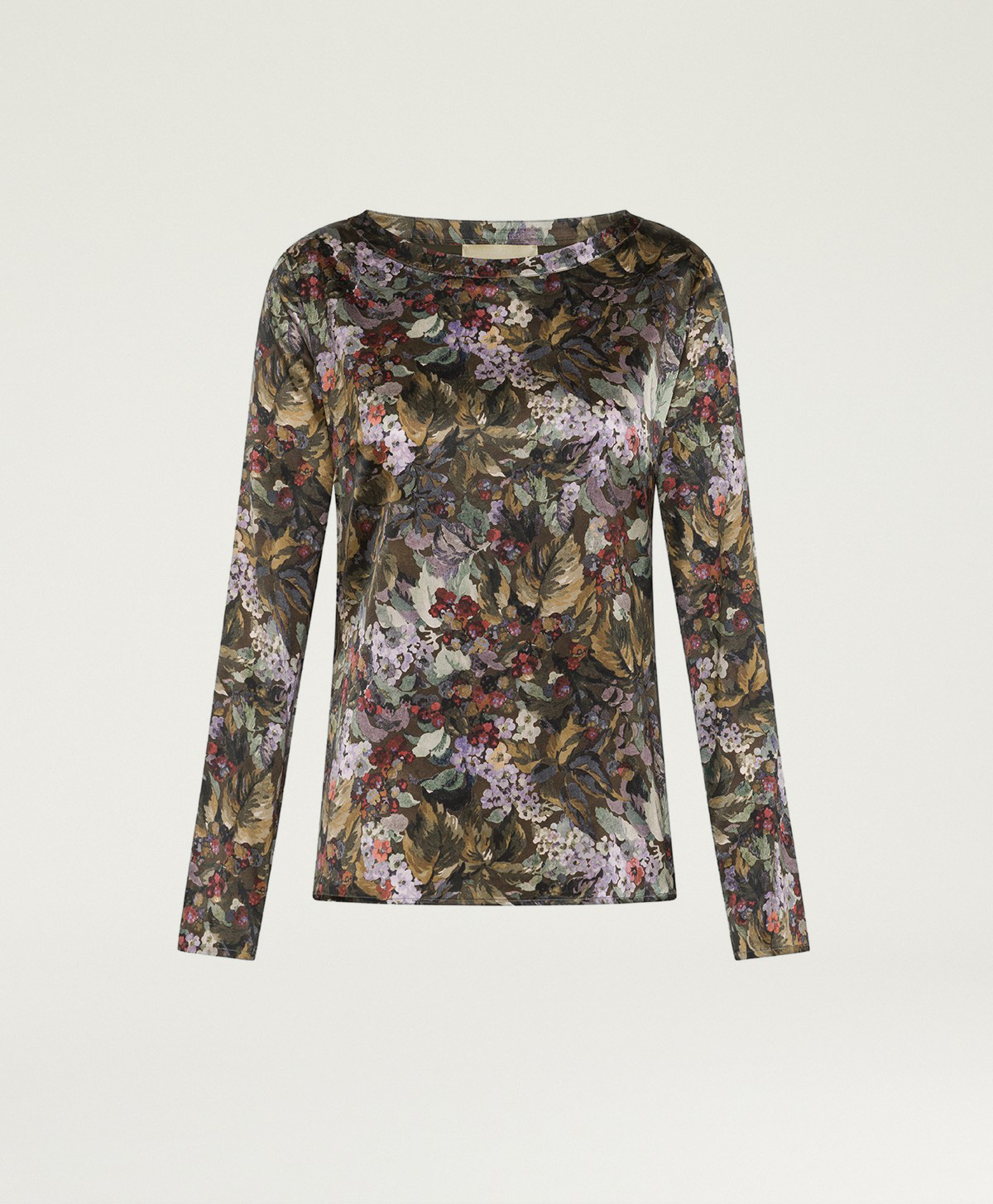 BLOUSE SYLVIA EN SATIN STRETCH IMPRIMÉ - MULTICOLORE KAKI - Clothing - Momonì