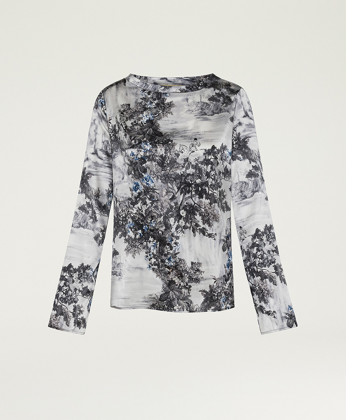 BLUSA SYLVIA IN RASO STRETCH STAMPATO - MULTICOLOR ARGENTO - Momonì