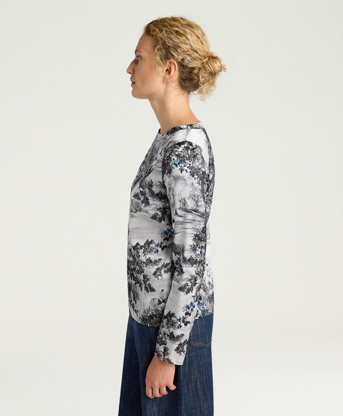 BLOUSE SYLVIA EN SATIN STRETCH IMPRIMÉ - MULTICOLORE ARGENT - Momonì