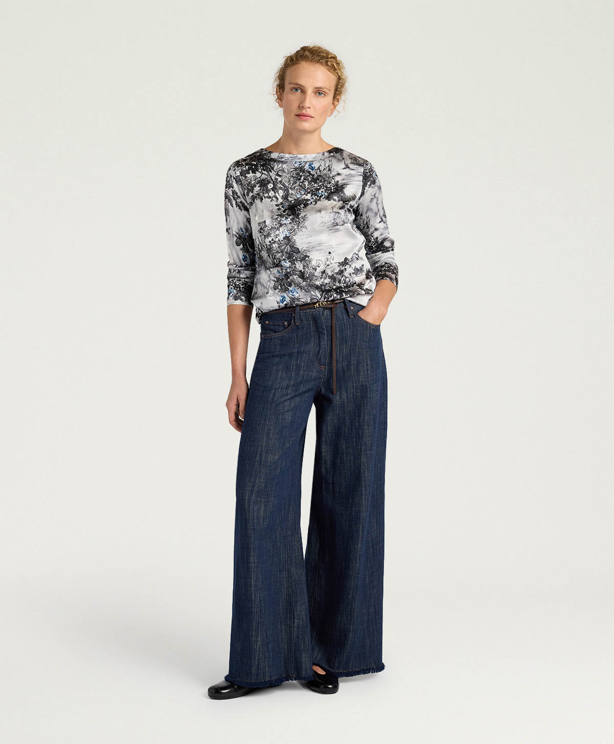 BLOUSE SYLVIA EN SATIN STRETCH IMPRIMÉ - MULTICOLORE ARGENT - Momonì