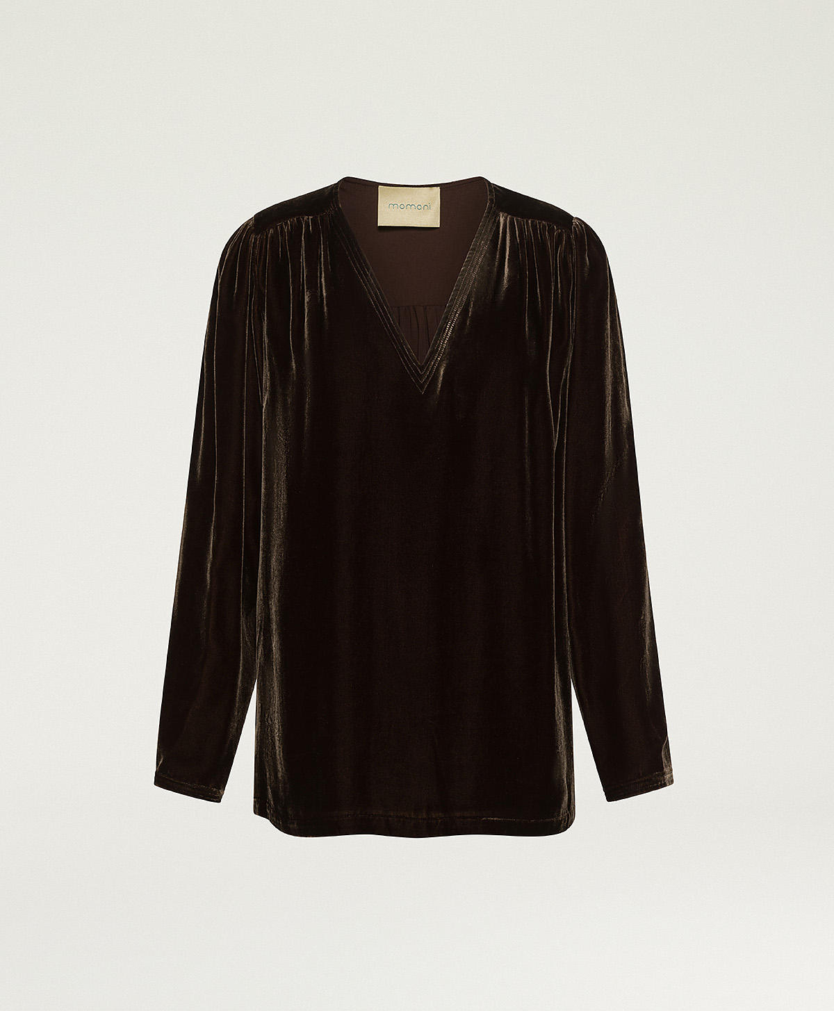 APPLE BLOUSE IN SMOOTH VELVET - BROWN - Momonì