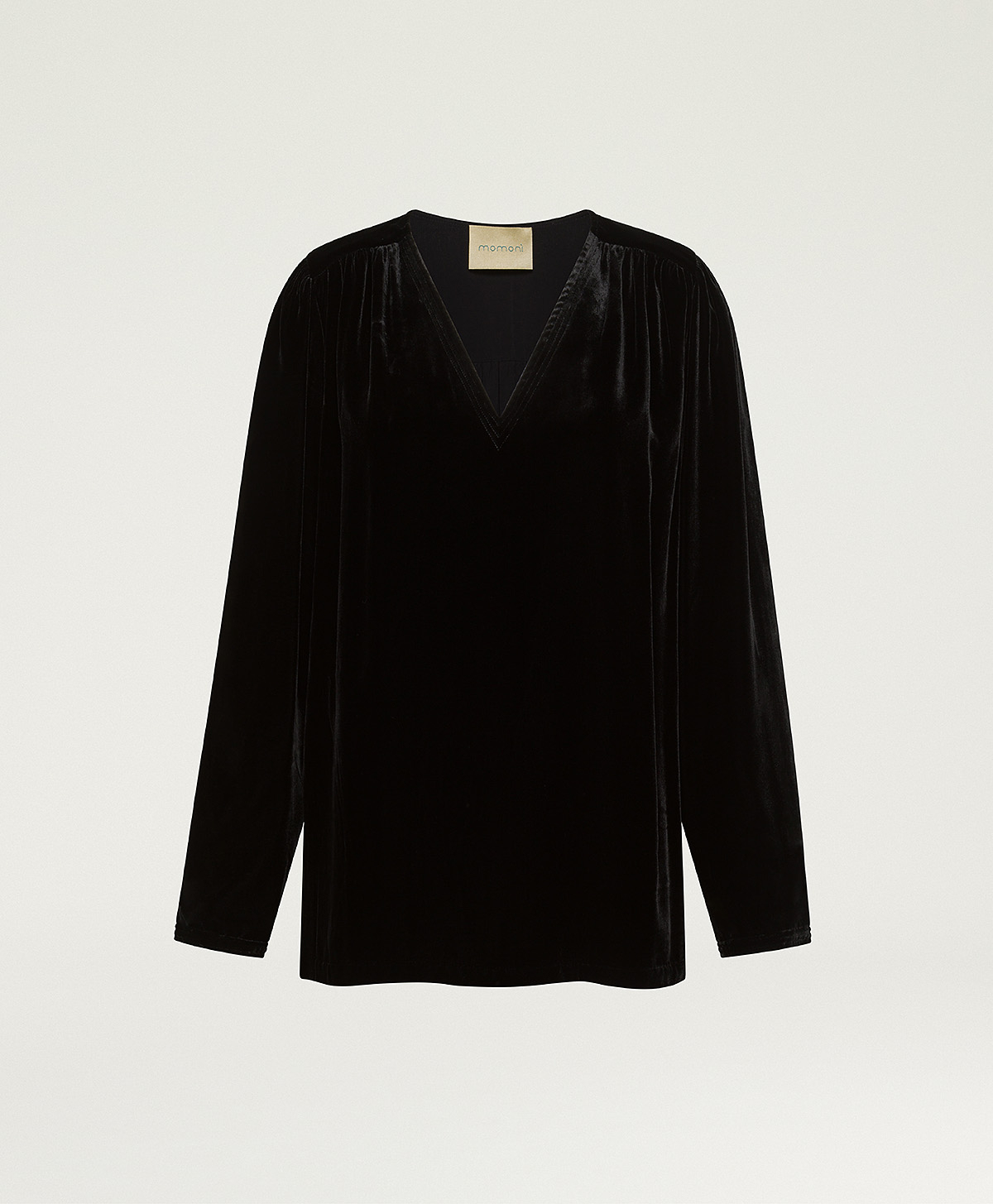 APPLE BLOUSE IN SMOOTH VELVET - BLACK - Momonì