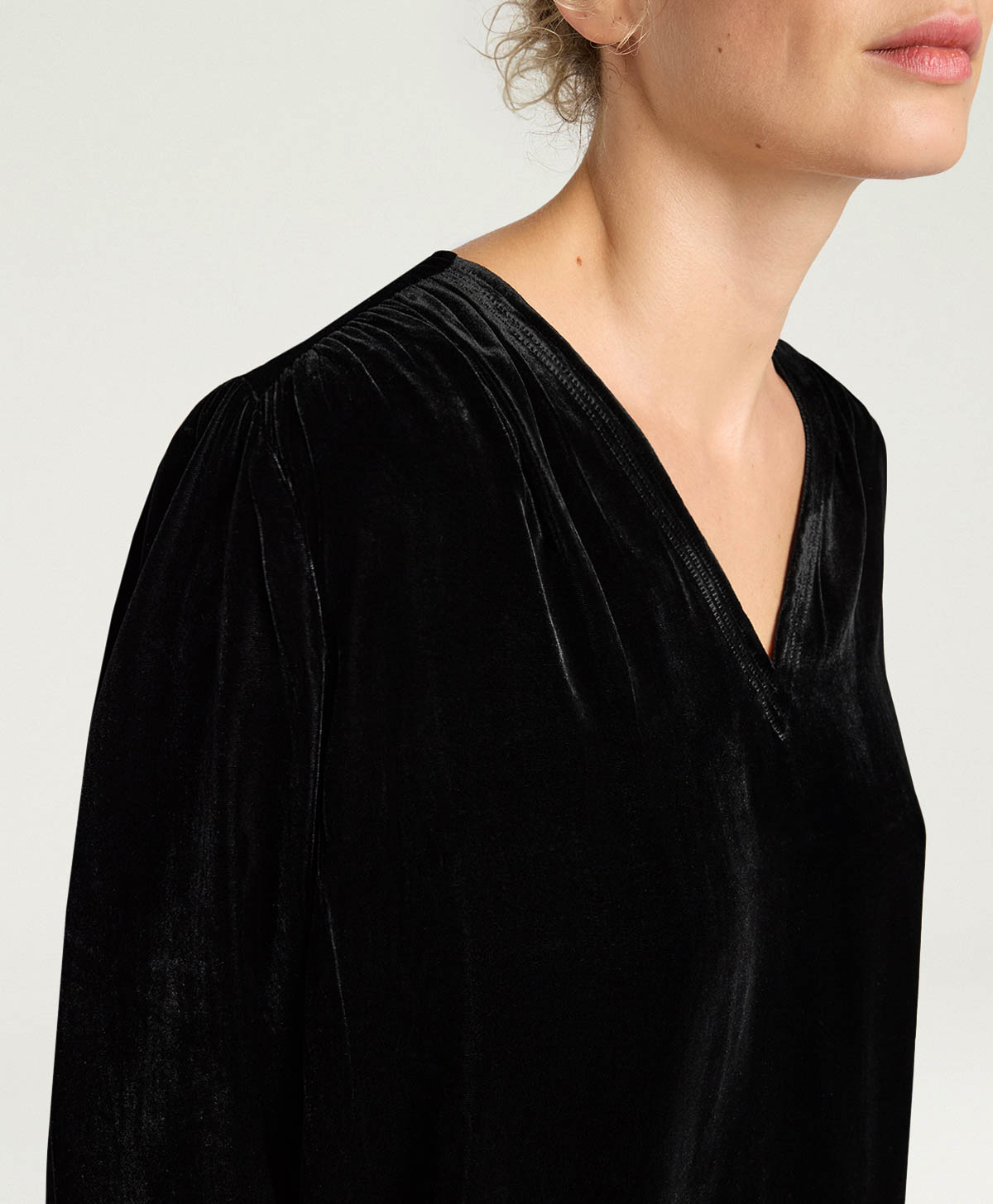BLUSA APPLE IN VELLUTO LISCIO - NERO - Momonì