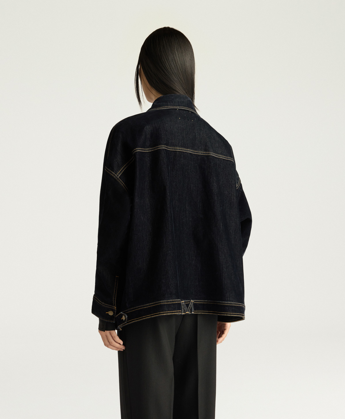 MANCHESTER COAT IN STRETCH FLOCKED DENIM - BLUE - Momonì