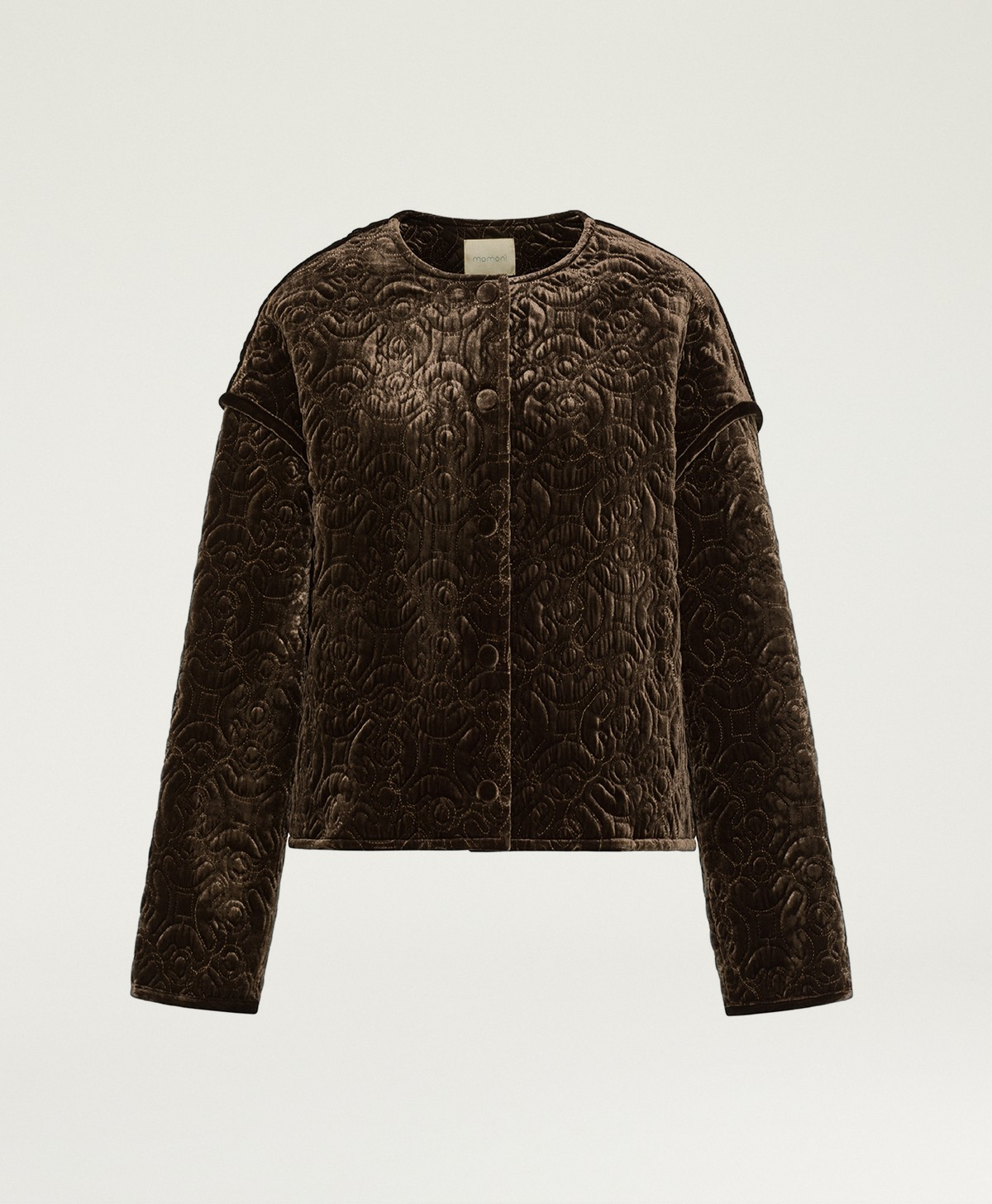 CRANBERRY COAT IN QUILTED VELVET - BROWN - Clothing - Momonì