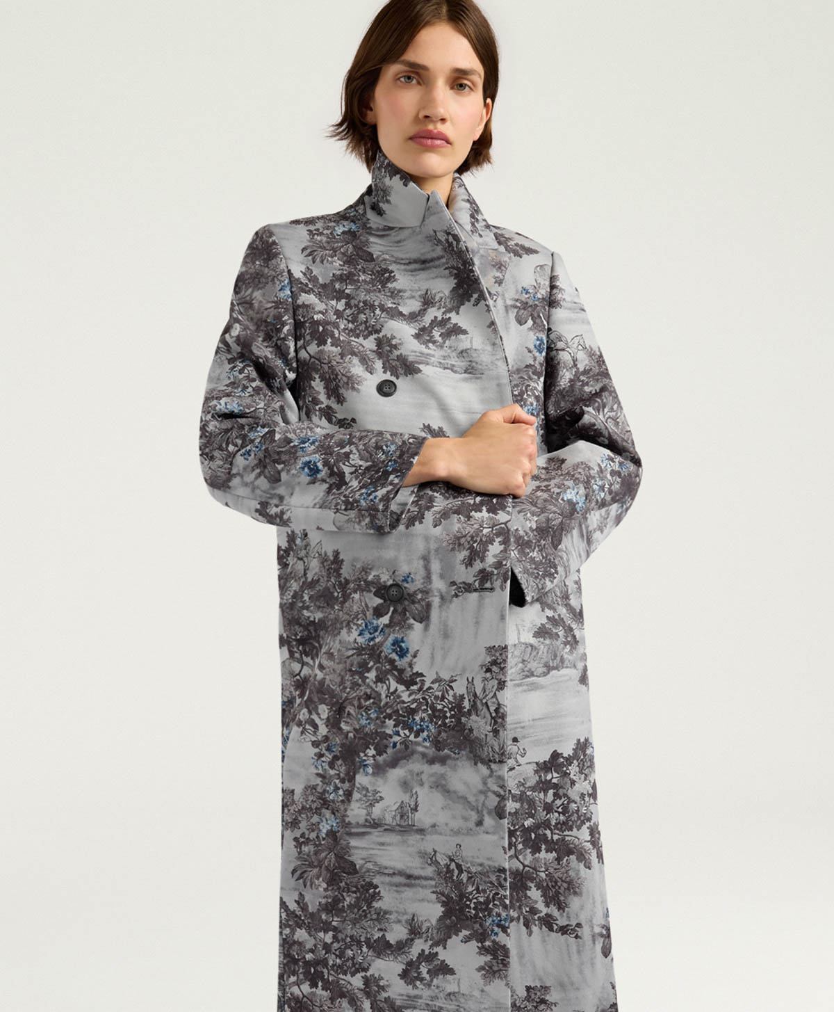 LEMONADE COAT IN PRINTED BONDED MELTON - SILVER MULTICOLOR - Momonì