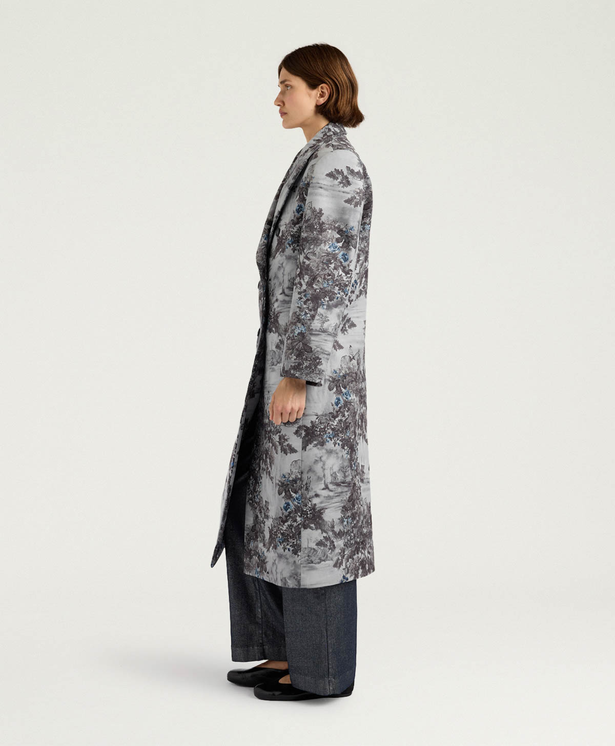 LEMONADE COAT IN PRINTED BONDED MELTON - SILVER MULTICOLOR - Momonì