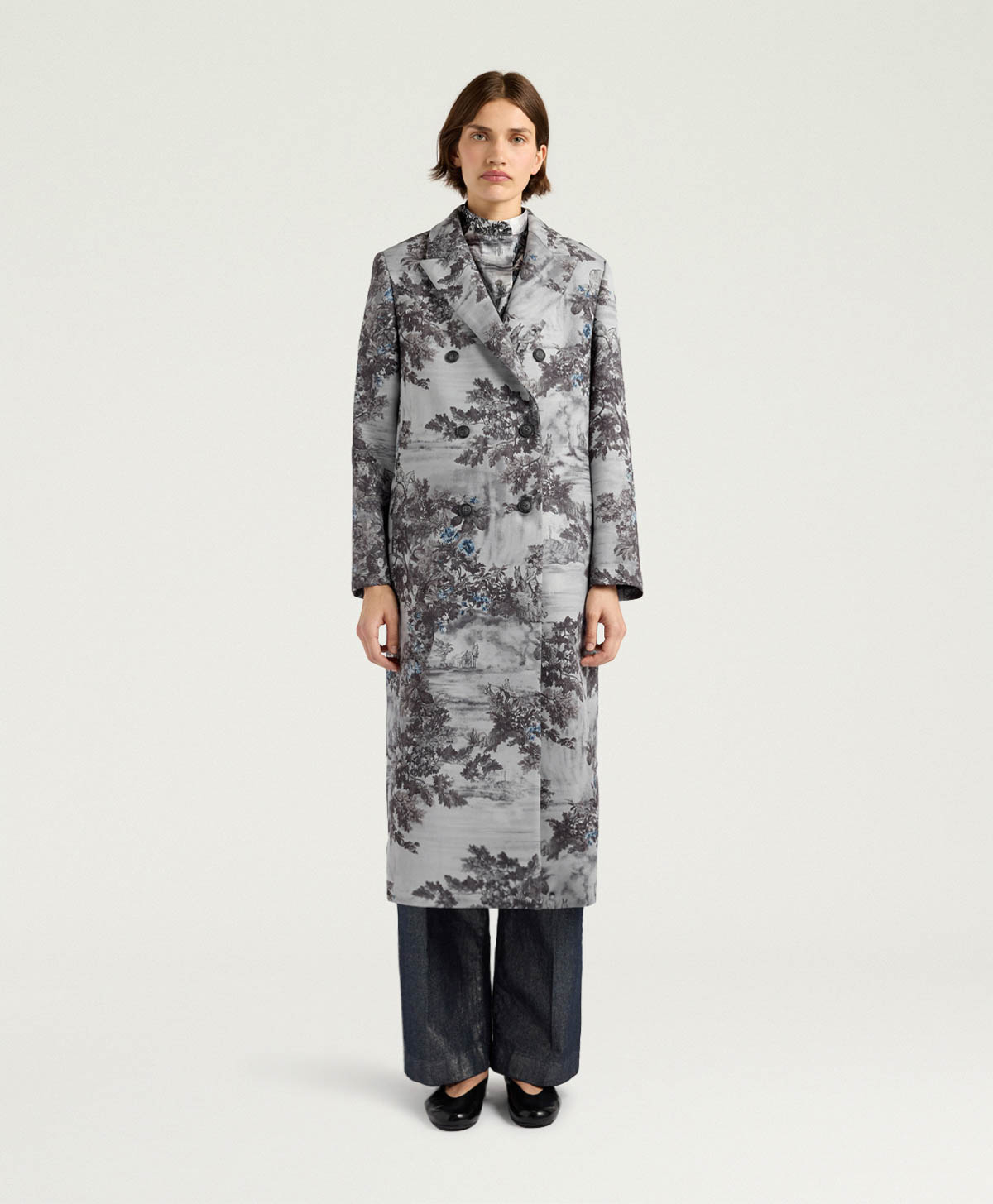 LEMONADE COAT IN PRINTED BONDED MELTON - SILVER MULTICOLOR - Clothing - Momonì