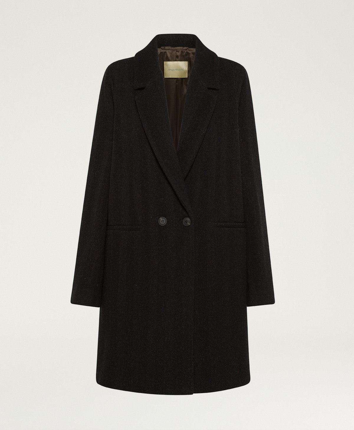 MANTEAU CARLO EN PANNE CHEVRON BICOLORE - NOIR/CACAO - Momonì