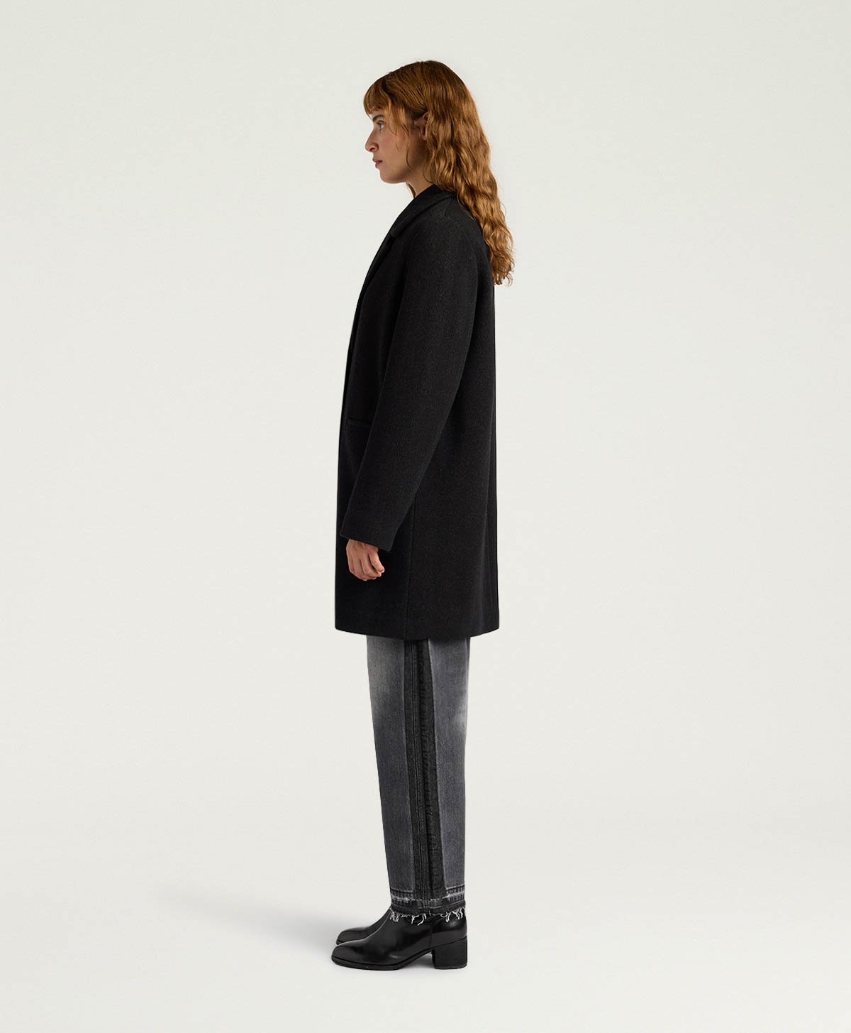 CAPPOTTO CARLO IN PANNO CHEVRON - NERO/CACAO - Momonì