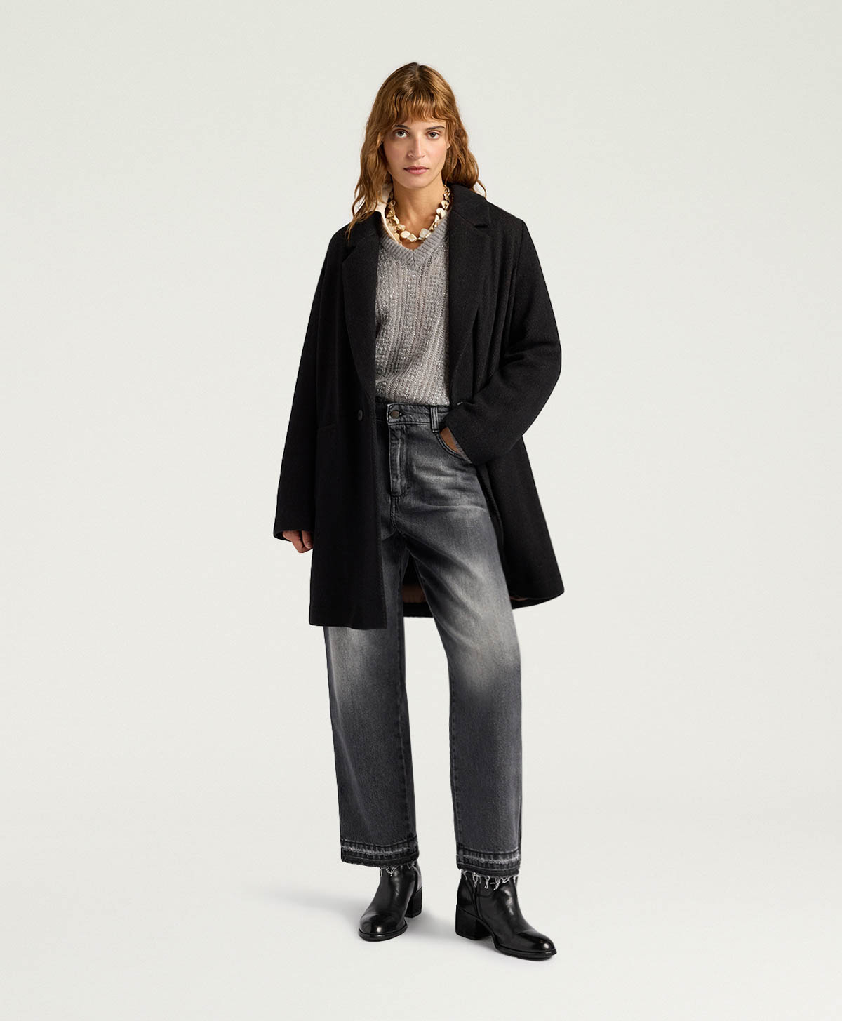 CAPPOTTO CARLO IN PANNO CHEVRON - NERO/CACAO - Momonì