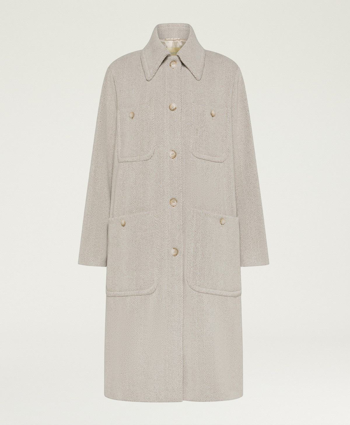 TRENT COAT IN CHEVRON WOOL - CREAM/BEIGE - Momonì