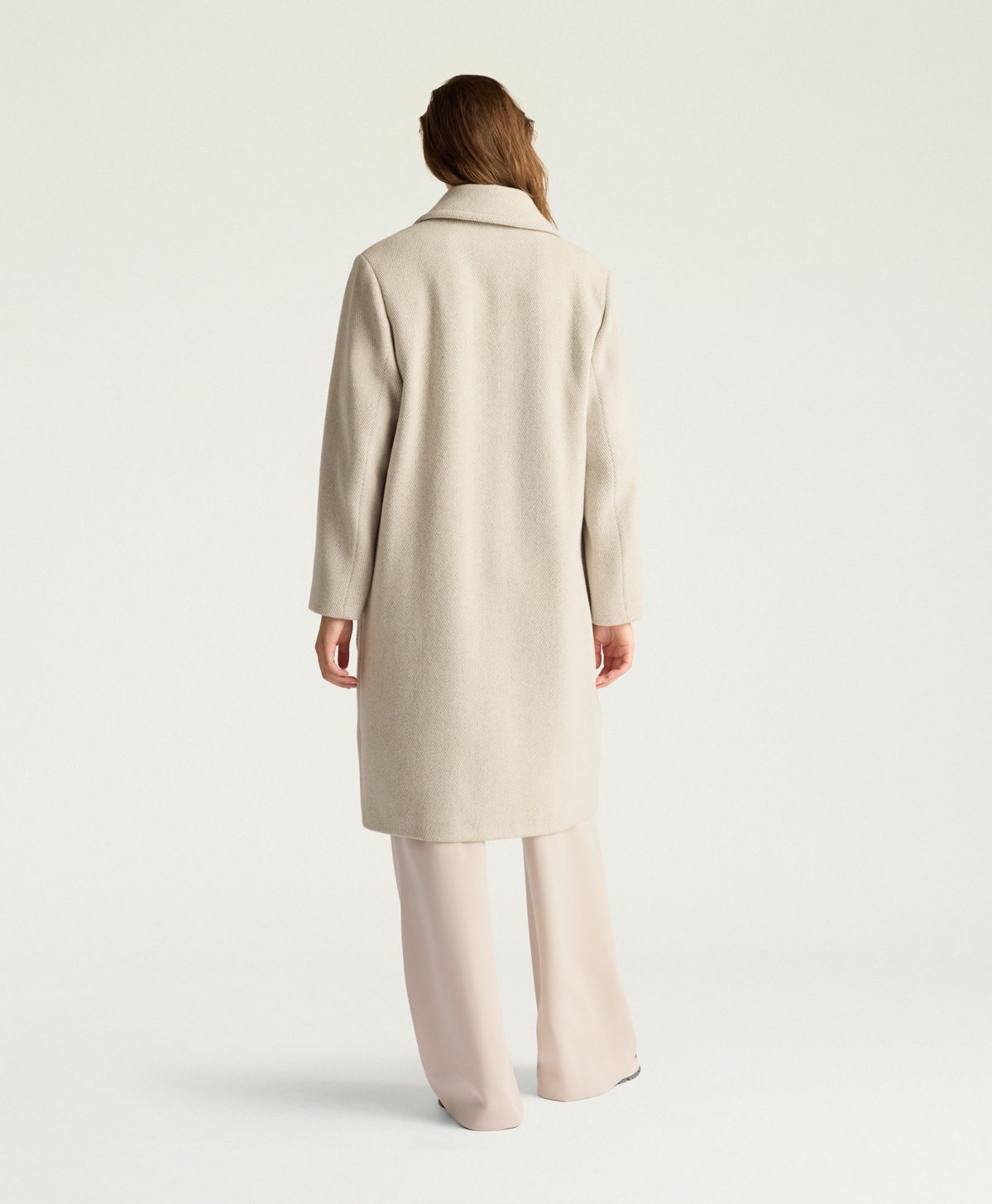 TRENT COAT IN CHEVRON WOOL - CREAM/BEIGE - Momonì