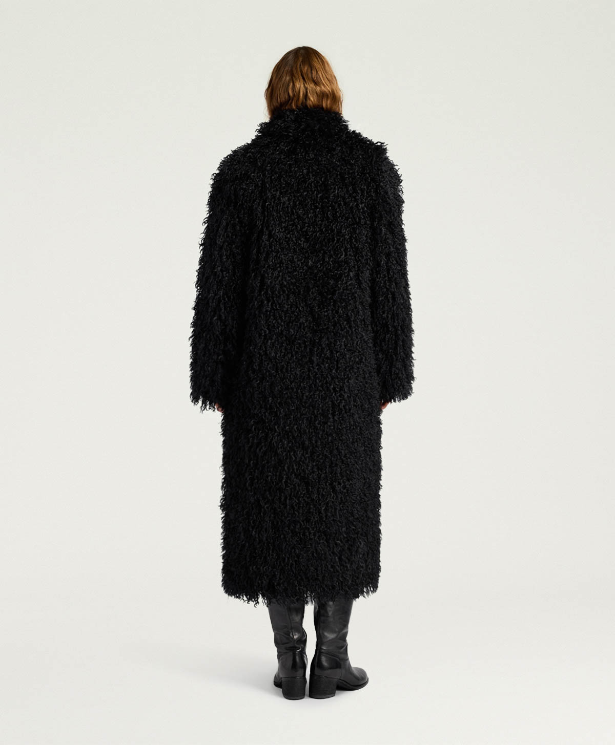 MANTEAU CALENDULA EN FAUSSE FOURRURE - NOIR - Momonì