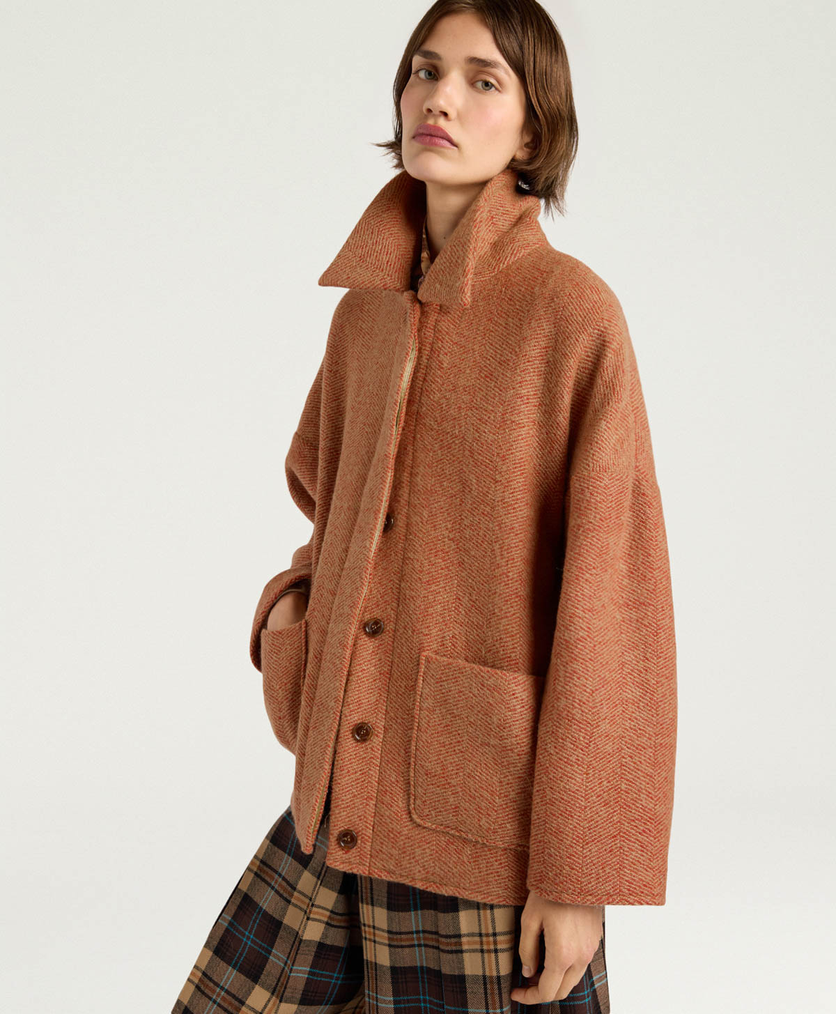 CAPPOTTO UMI IN LANA BOUCLÈ - CAMMELLO/ARANCIO - Momonì