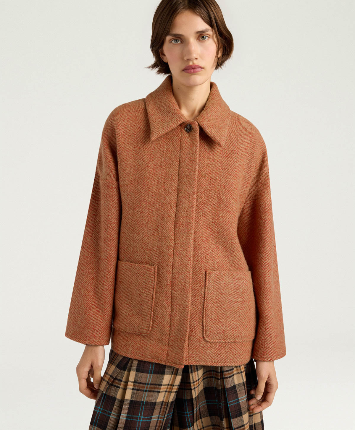 CAPPOTTO UMI IN LANA BOUCLÈ - CAMMELLO/ARANCIO - Momonì