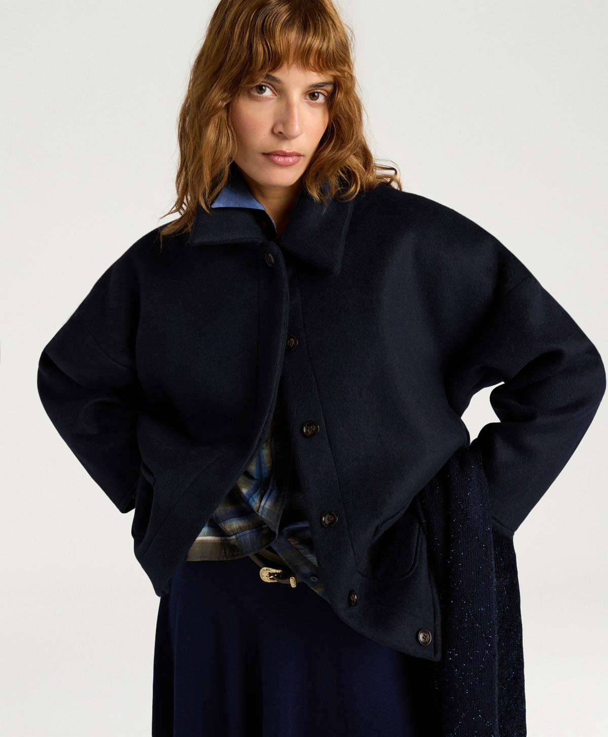 UMI COAT IN DOUBLE-FACE WOOL - BLUE/CAMEL - Clothing - Momonì