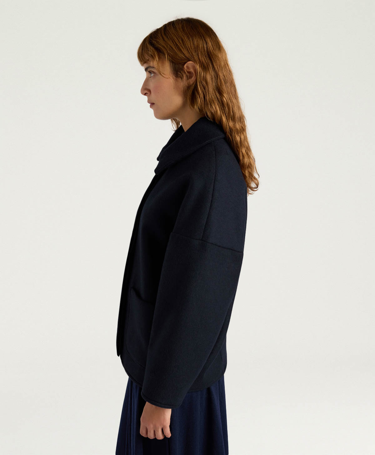 MANTEAU UMI EN TISSU DOUBLE - BLEU/CAMEL - Momonì