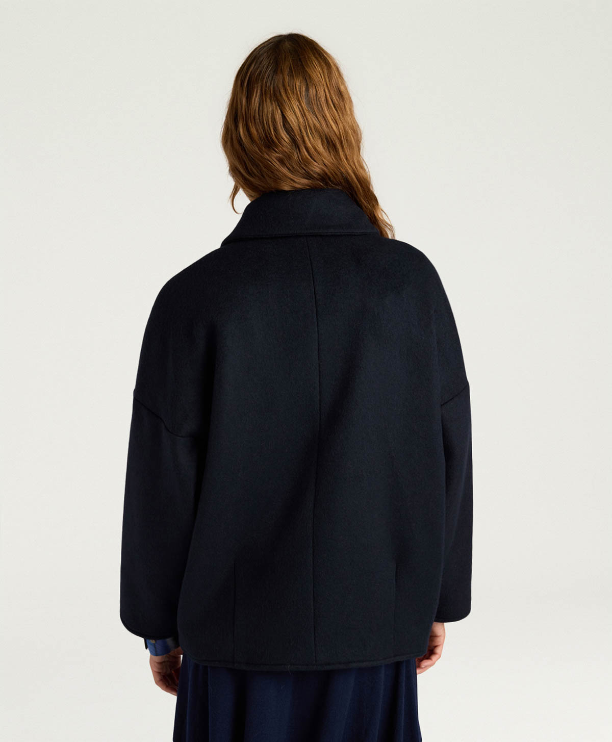 MANTEAU UMI EN TISSU DOUBLE - BLEU/CAMEL - Momonì