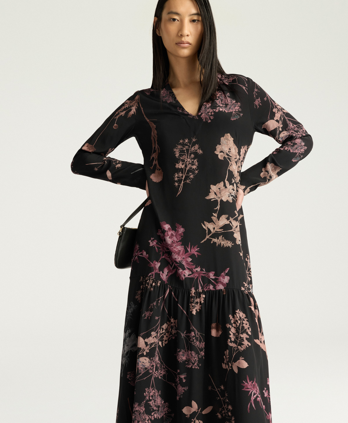 ROBE SCARLETT EN CRÊPE DE CHINE IMPRIMÉ - MULTICOLORE NOIR - Clothing - Momonì