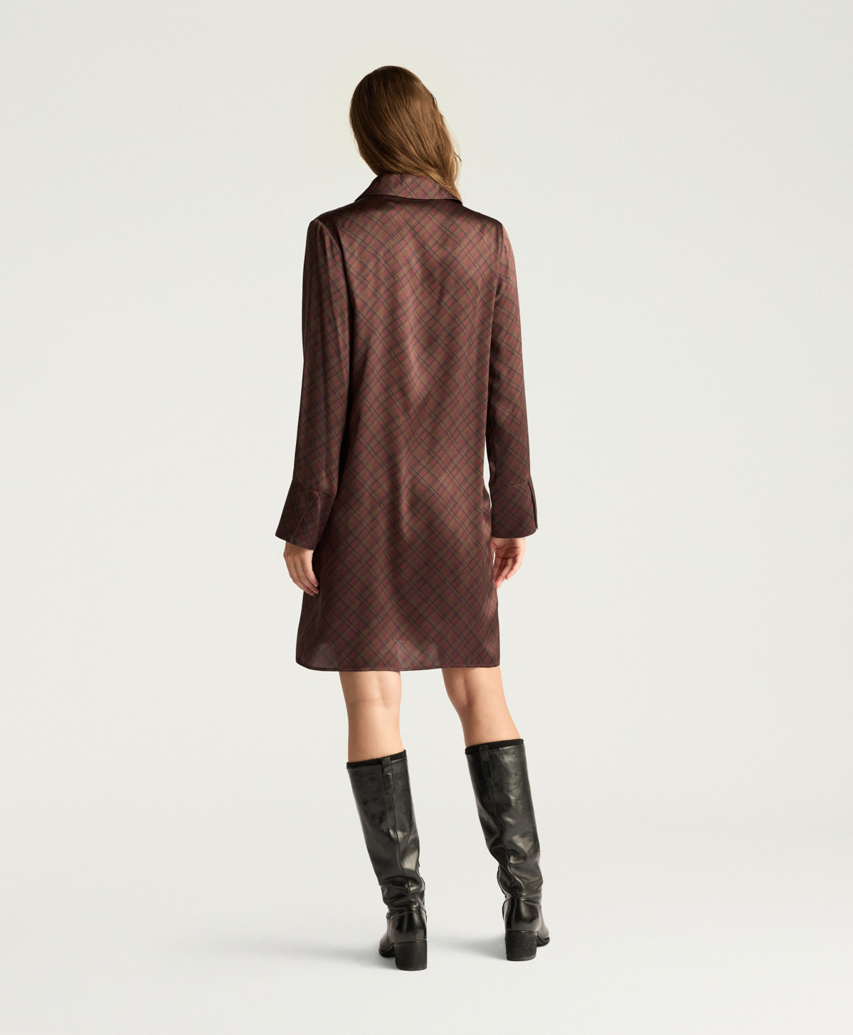 ROBE ASTER EN SATIN STRETCH IMPRIMÉ - MULTICOLORE TABAC - Momonì