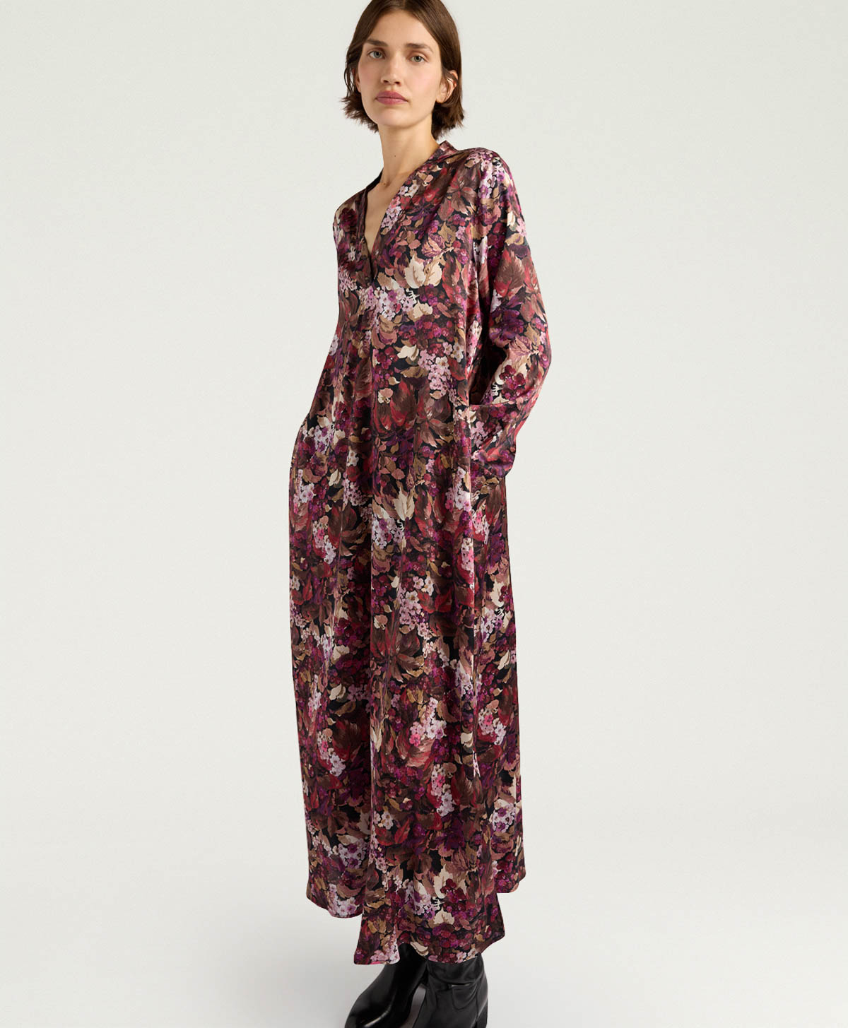 ROBE AMARA EN SATIN STRETCH IMPRIMÉ - MULTICOLORE MAGENTA - Clothing - Momonì