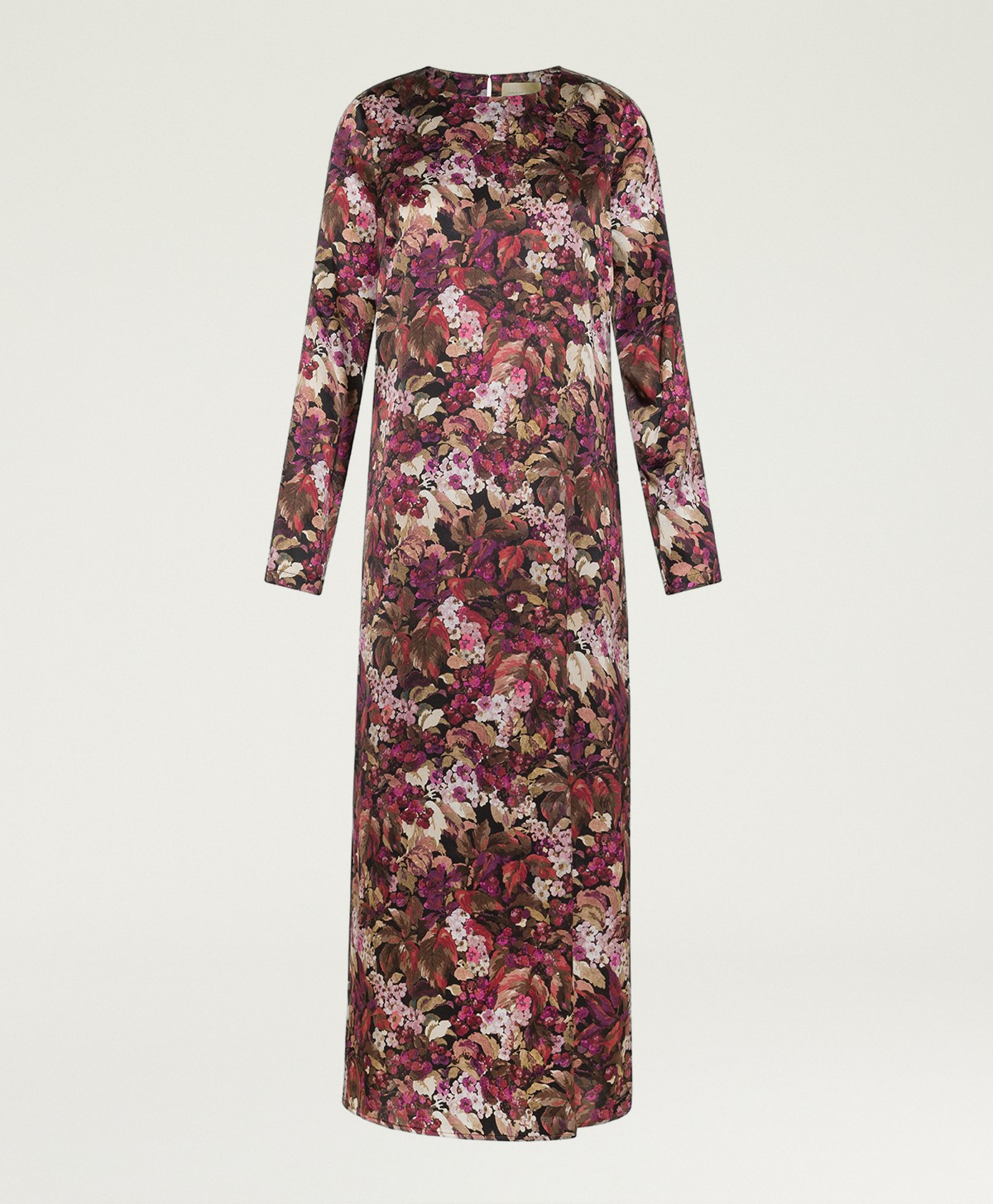DIANA DRESS IN PRINTED STRETCH SATIN - MAGENTA MULTICOLOR - Momonì