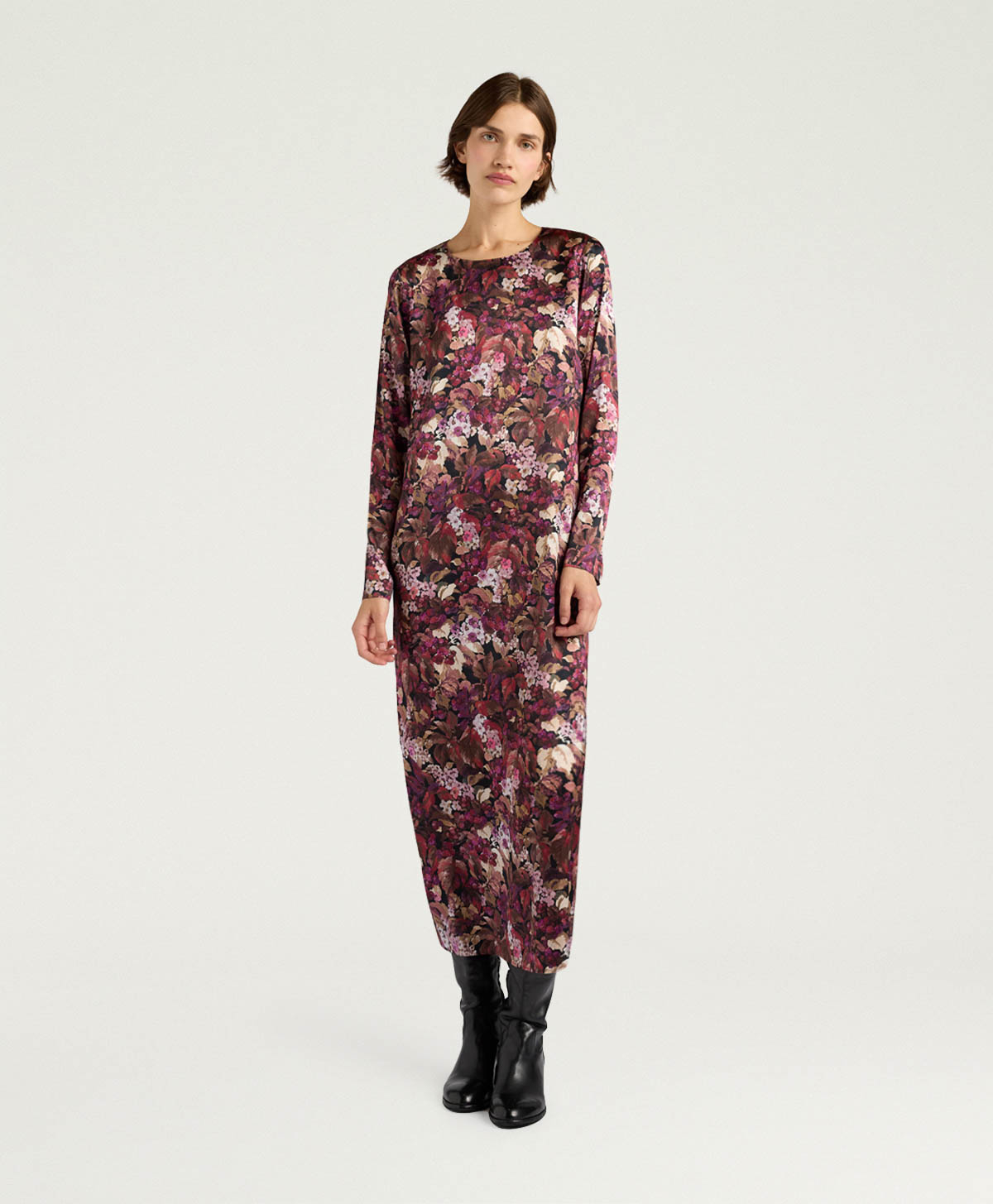 ROBE DIANA EN SATIN STRETCH IMPRIMÉ - MULTICOLORE MAGENTA - Momonì