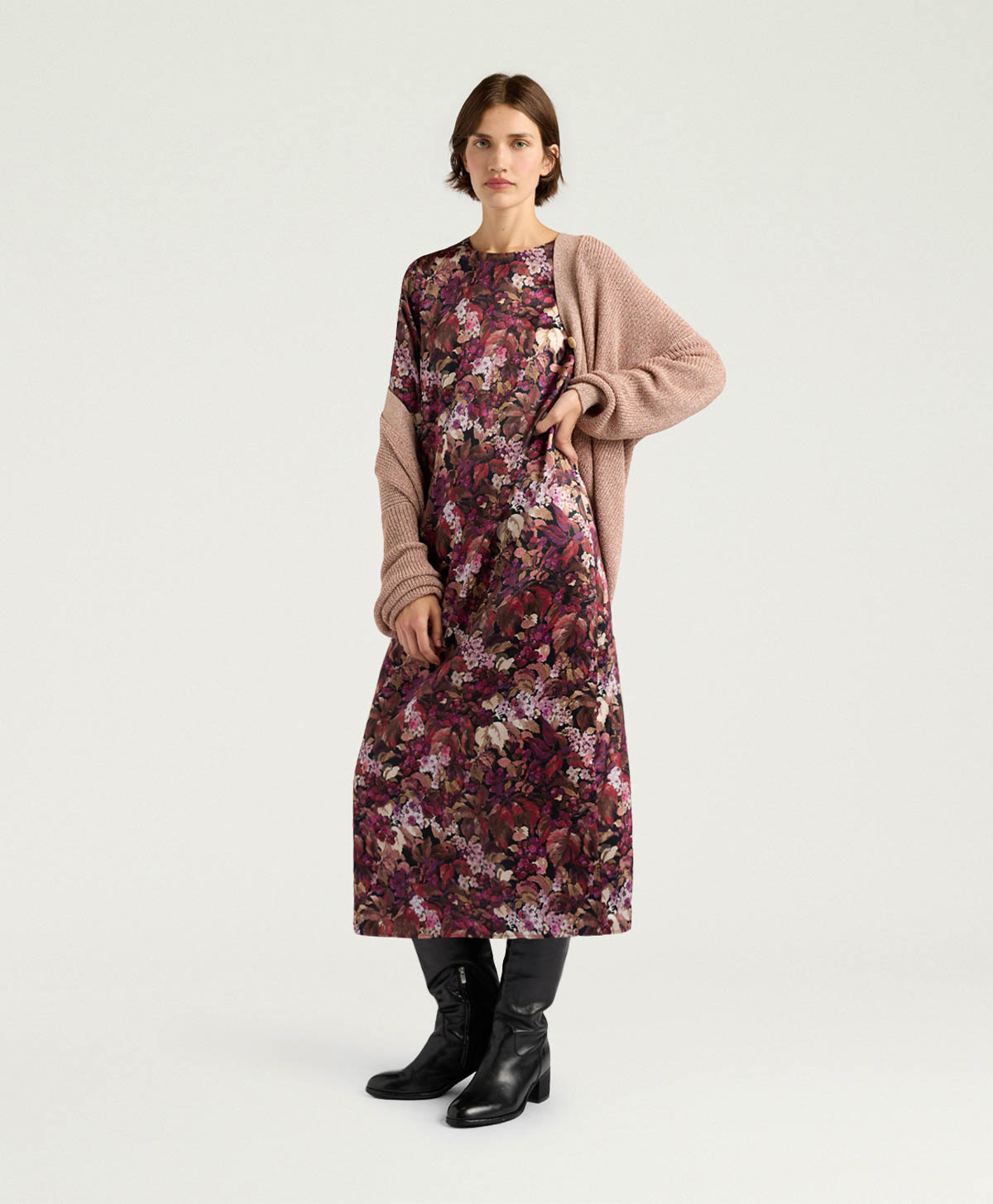 ROBE DIANA EN SATIN STRETCH IMPRIMÉ - MULTICOLORE MAGENTA - Momonì