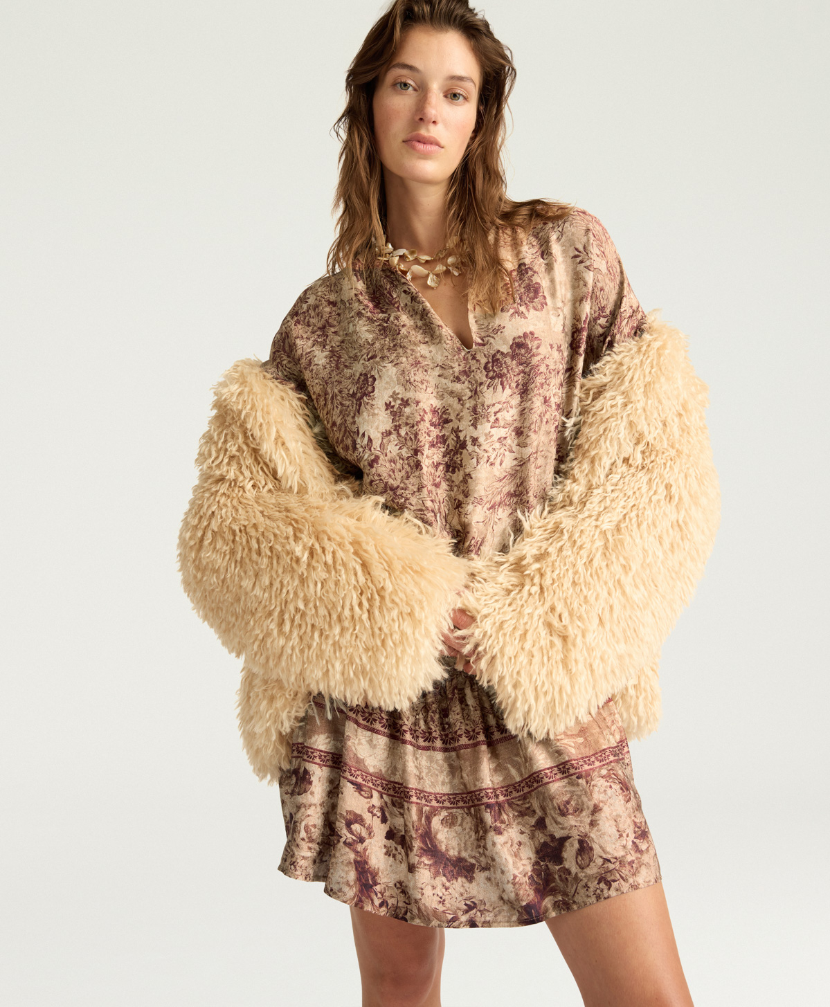 ROBE AMBER EN VISCOSE JACQUARD IMPRIMÉE - MULTICOLORE LIE-DE-VIN - Momonì