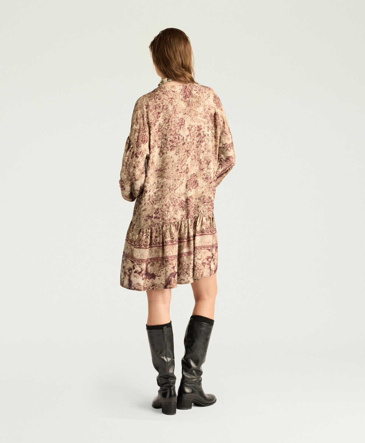 ROBE AMBER EN VISCOSE JACQUARD IMPRIMÉE - MULTICOLORE LIE-DE-VIN - Momonì