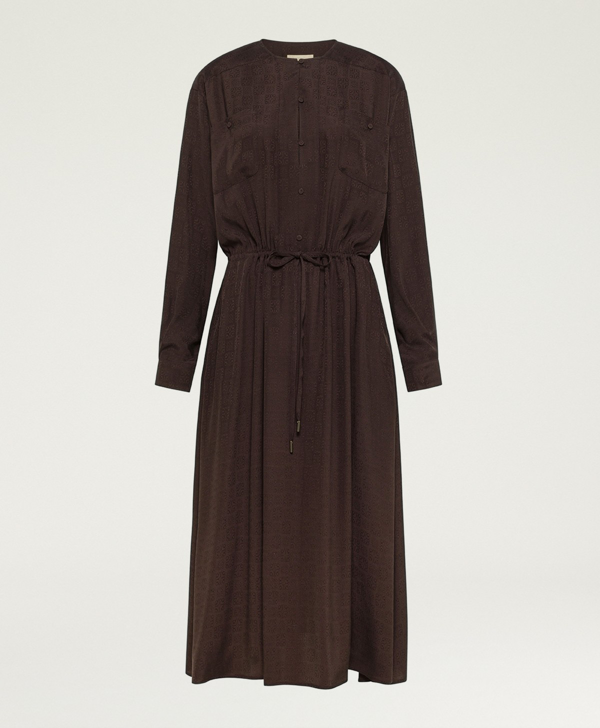 MAUVE DRESS IN ACETATE/SILK JACQUARD  - CHOCOLATE - Clothing - Momonì
