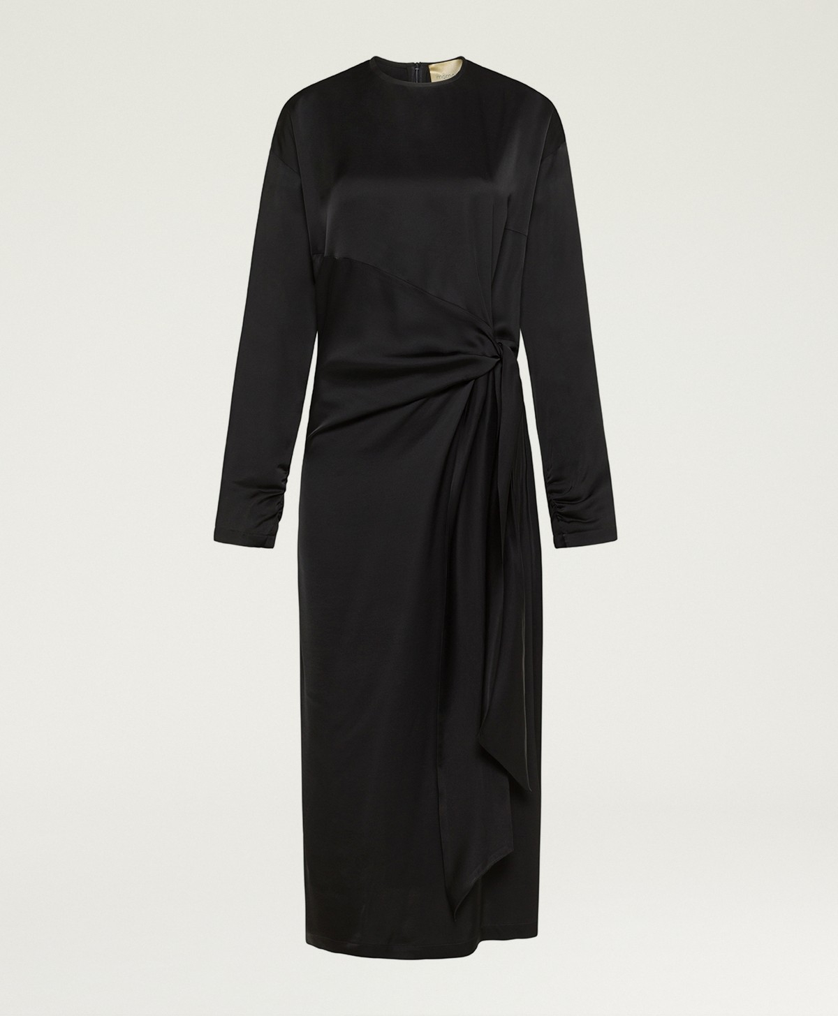 ROBE LOTUS EN SATIN DE VISCOSE STRETCH - NOIR - Clothing - Momonì