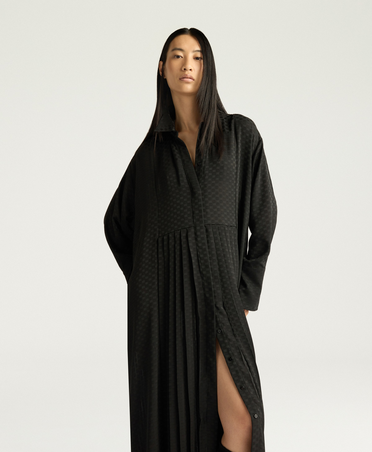 SCILLY DRESS IN JACQUARD - BLACK - Momonì