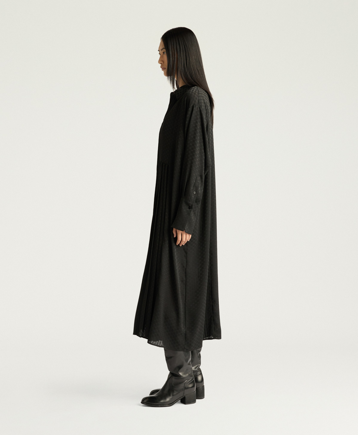 SCILLY DRESS IN JACQUARD - BLACK - Momonì