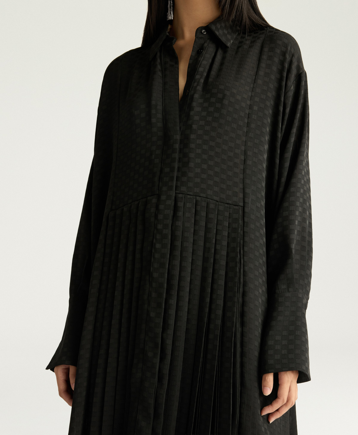 SCILLY DRESS IN JACQUARD - BLACK - Momonì