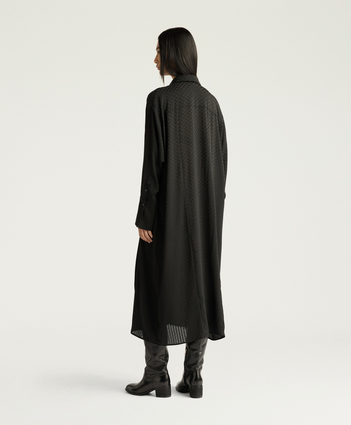 SCILLY DRESS IN JACQUARD - BLACK - Momonì