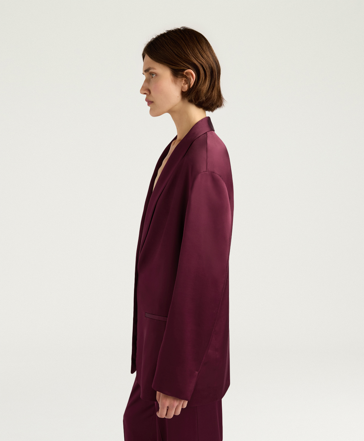 GUNNER JACKET IN STRETCH VISCOSE SATIN - WINE RED - Momonì