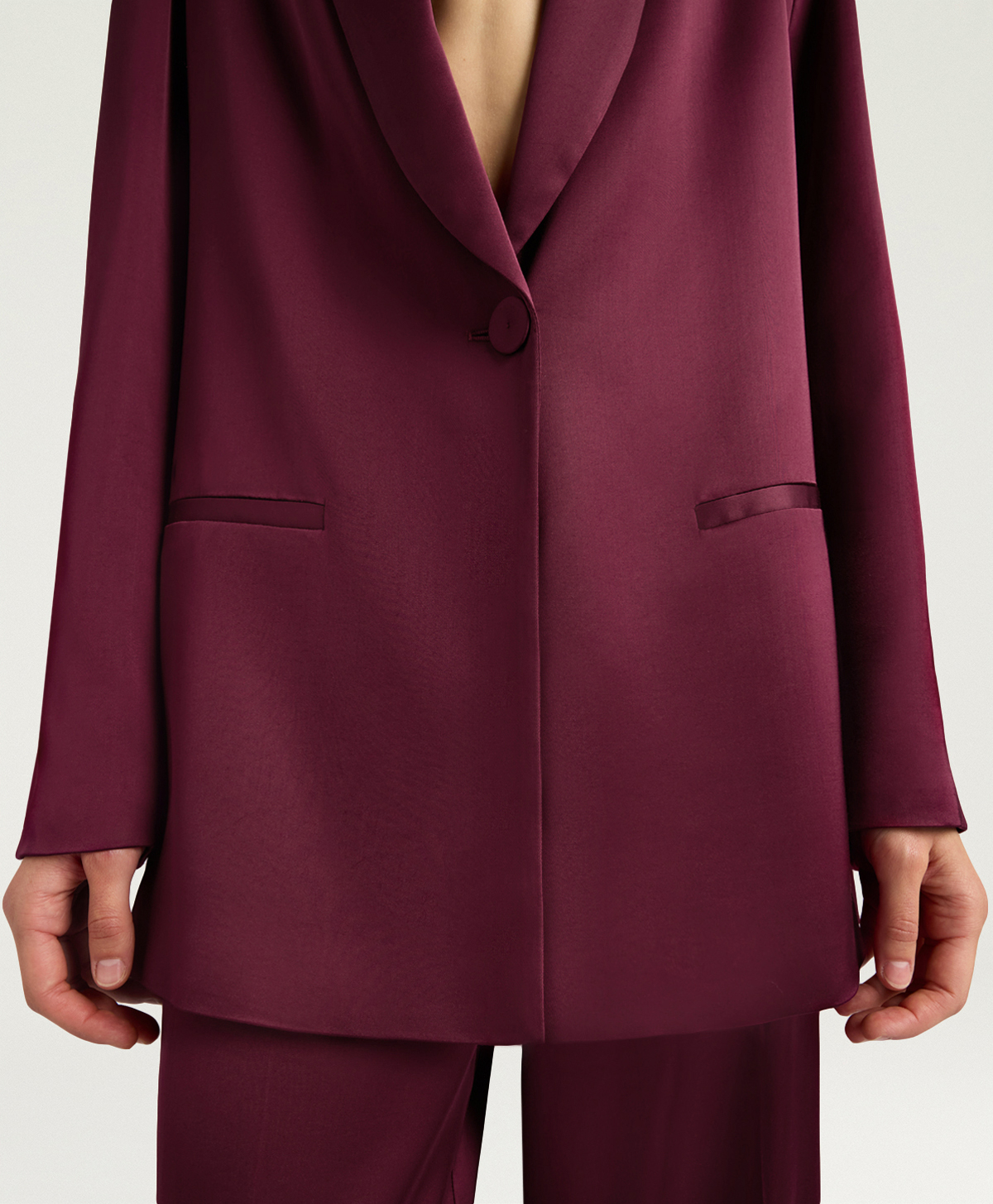 GUNNER JACKET IN STRETCH VISCOSE SATIN - WINE RED - Momonì