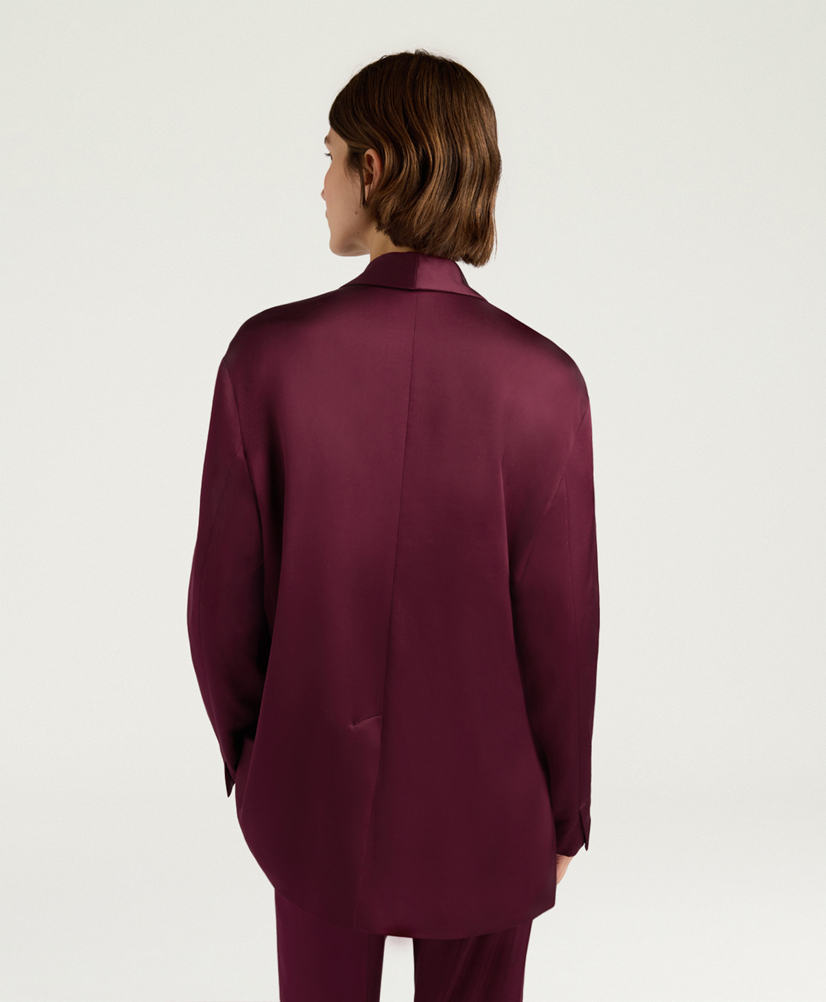 GUNNER JACKET IN STRETCH VISCOSE SATIN - WINE RED - Momonì