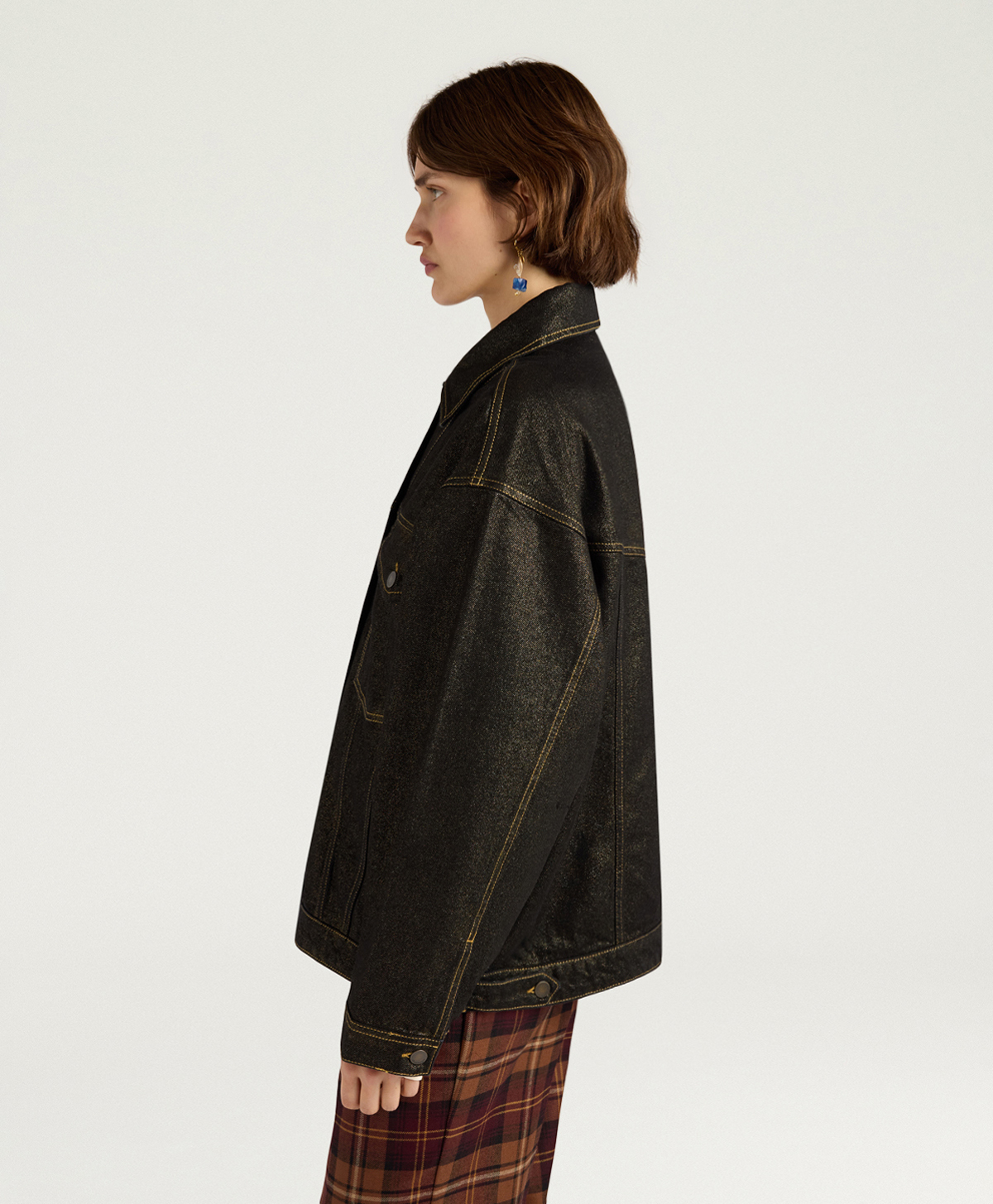 YORKSHIRE JACKET IN 12 OZ LAMINATED DENIM - GOLD - Momonì