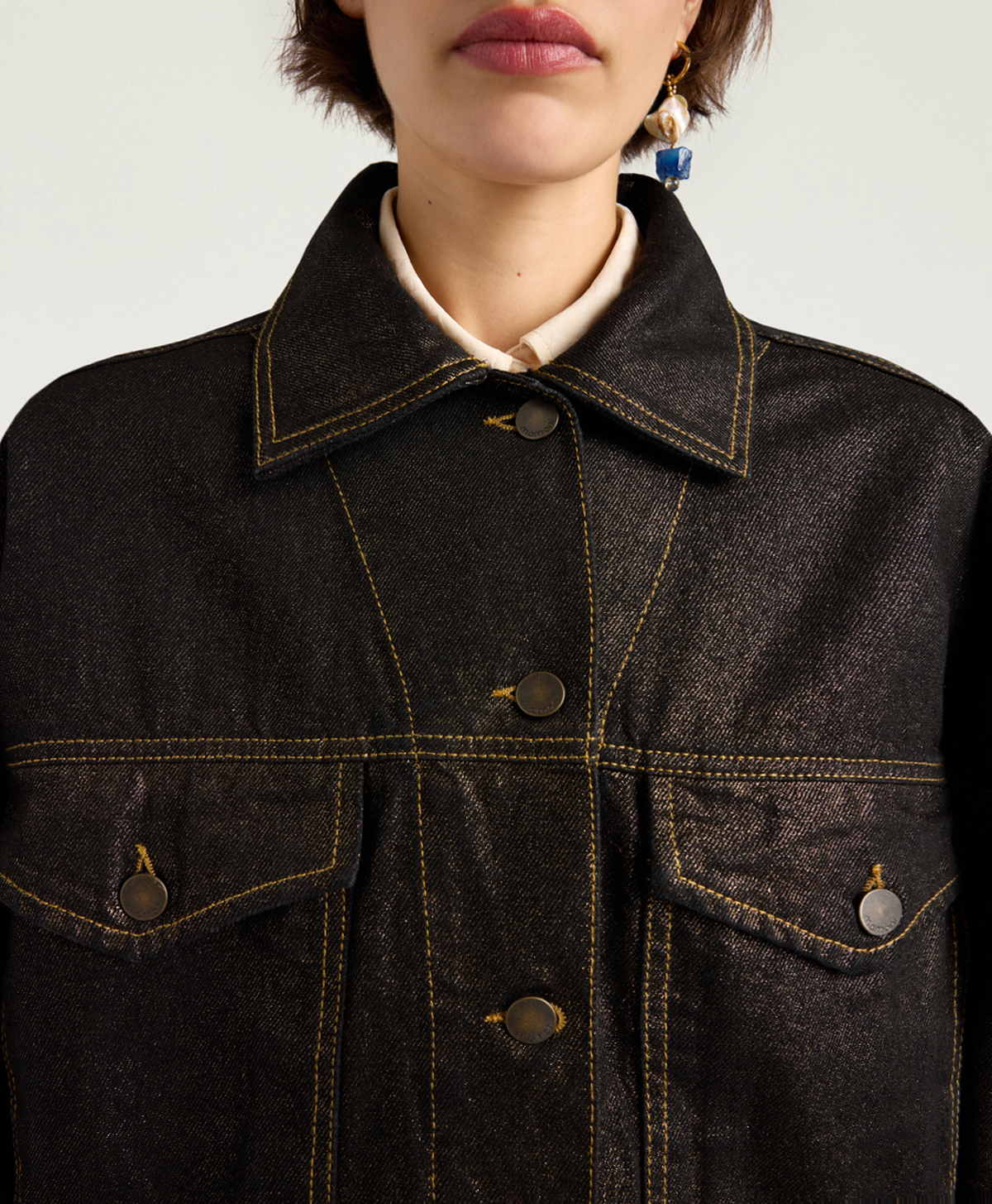 YORKSHIRE JACKET IN 12 OZ LAMINATED DENIM - GOLD - Momonì
