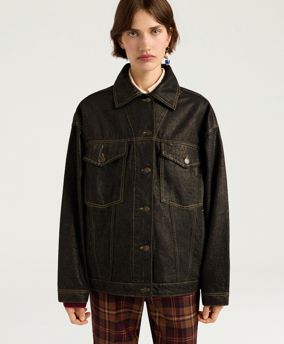 YORKSHIRE JACKET IN 12 OZ LAMINATED DENIM - GOLD - Momonì